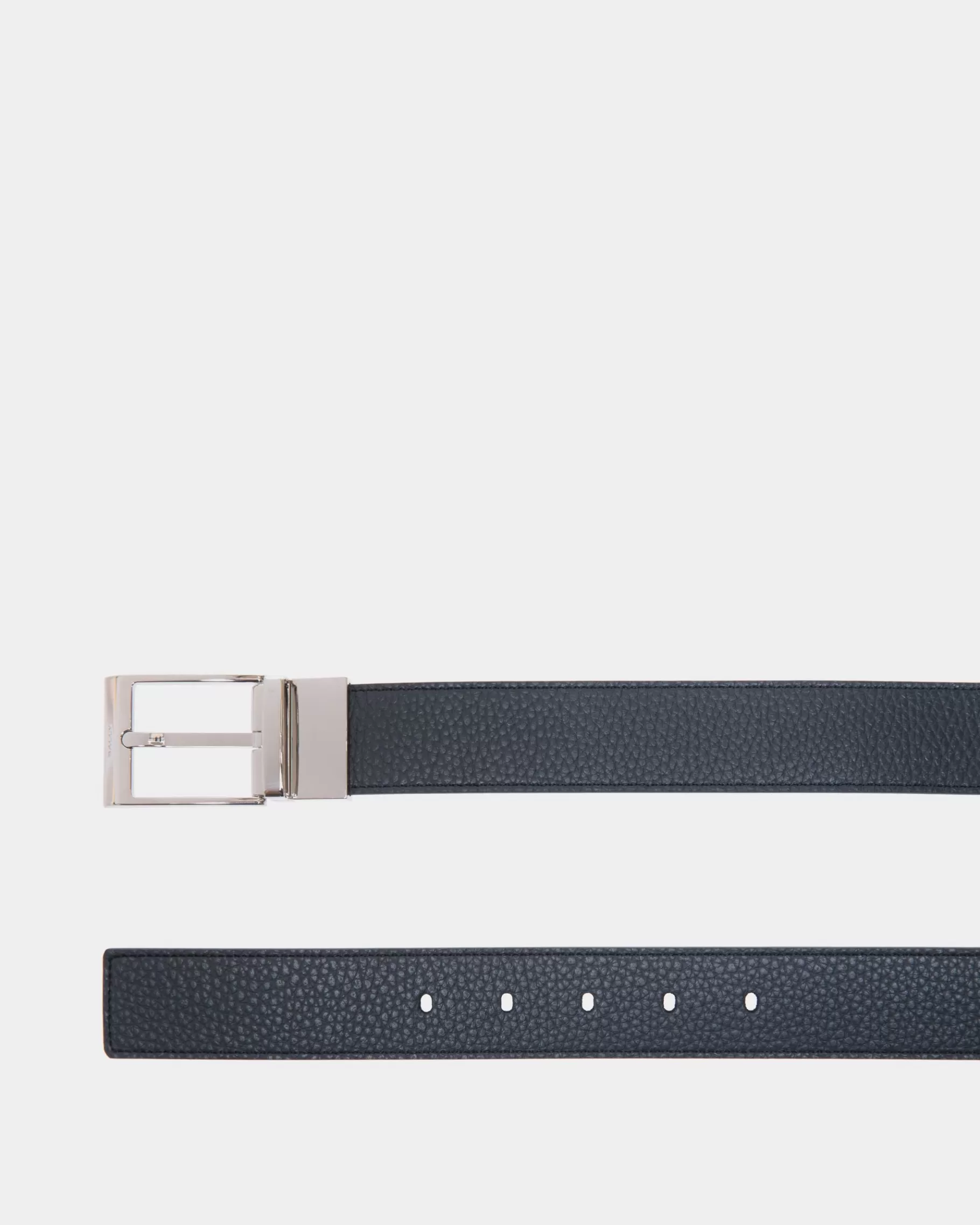 Belts<Bally Shiffie 35mm Reversible And Adjustable Belt in Navy Blue And Black Leather Multicolor