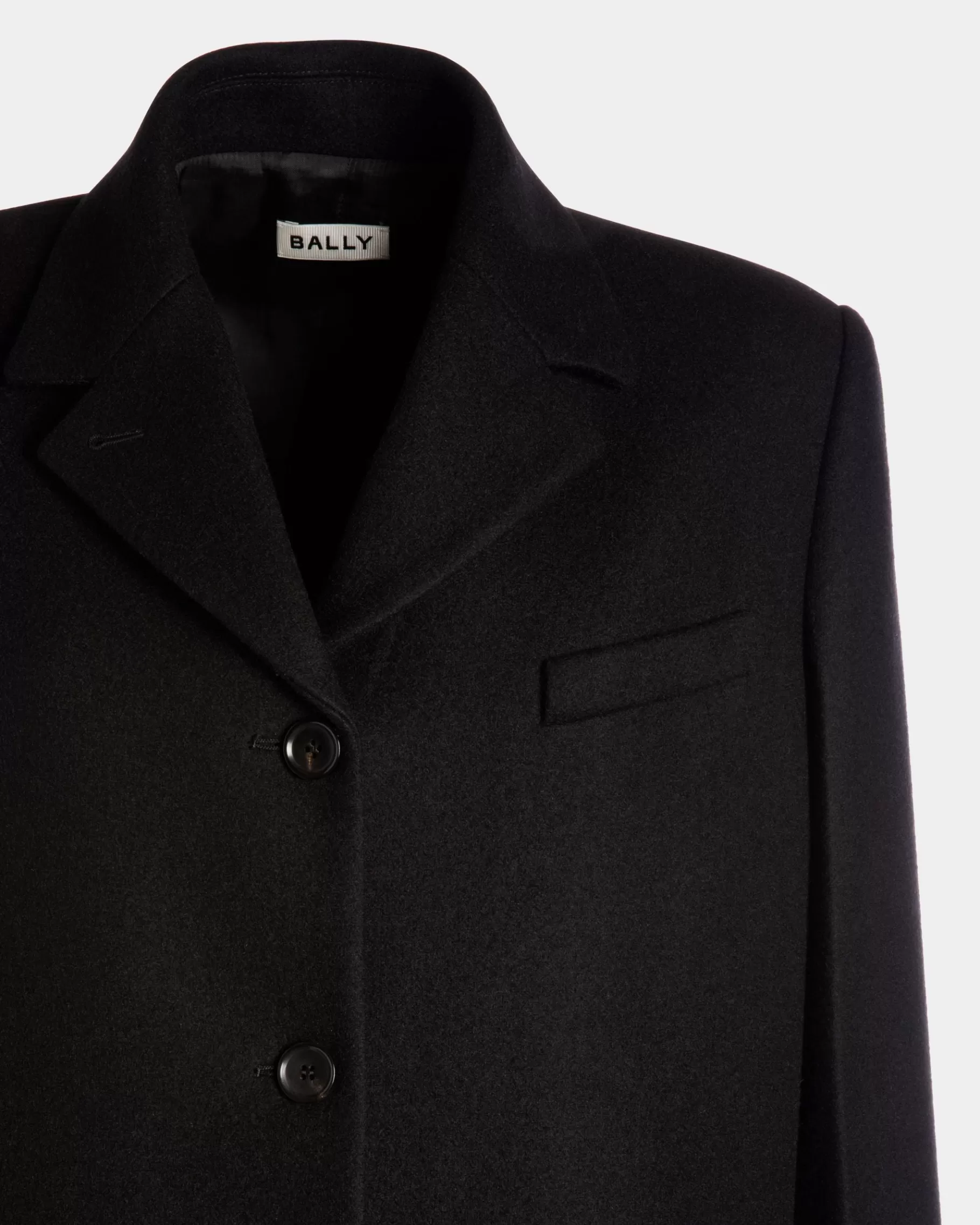Coats & Jackets<Bally Single-Breasted Coat In Wool Blend Black