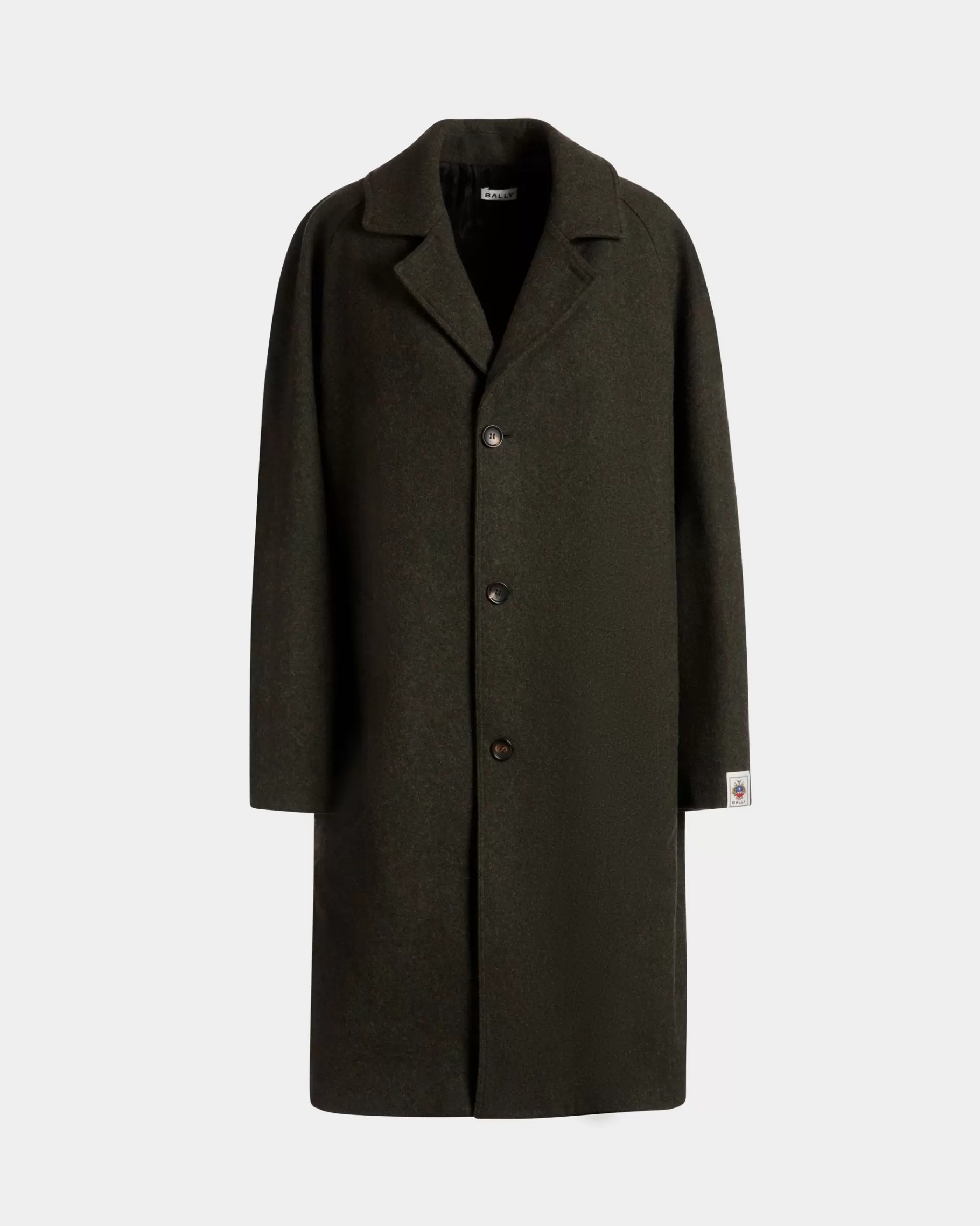 Coats & Jackets<Bally Single-breasted Coat In Dark Wool Green