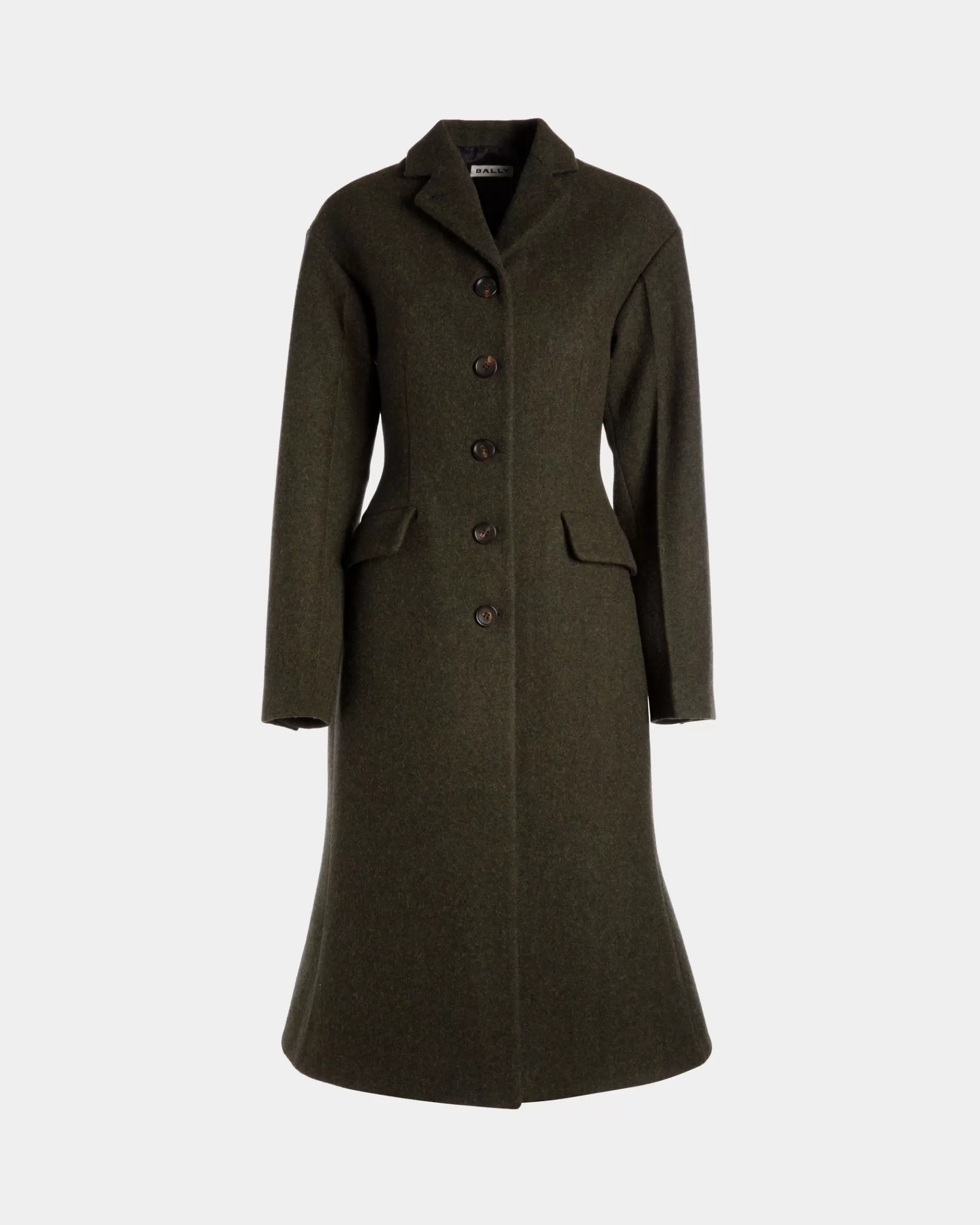 Coats & Jackets<Bally Single-Breasted Coat In Dark Wool Green