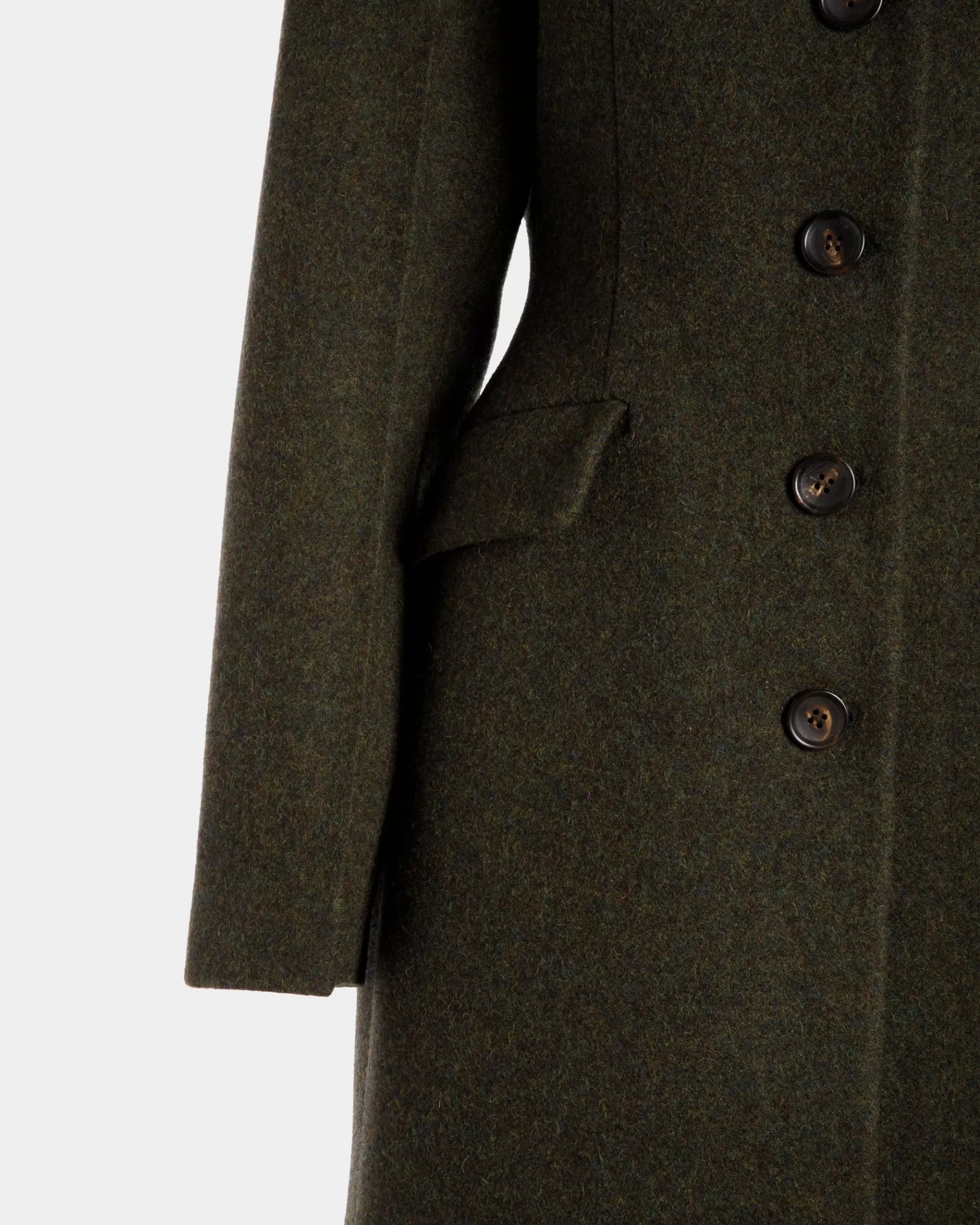 Coats & Jackets<Bally Single-Breasted Coat In Dark Wool Green