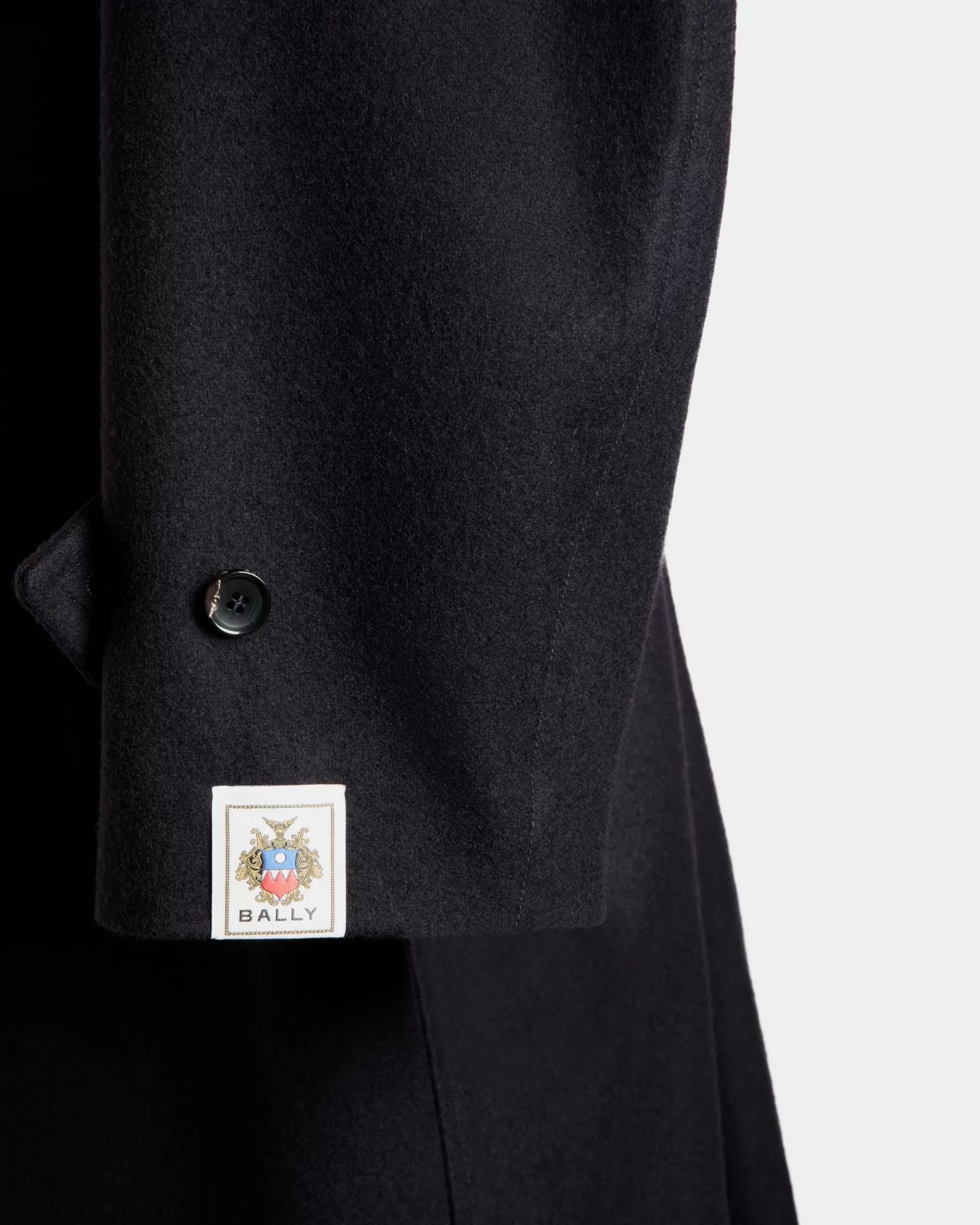 Coats & Jackets<Bally Single-breasted Coat In Navy Wool Blend Blue
