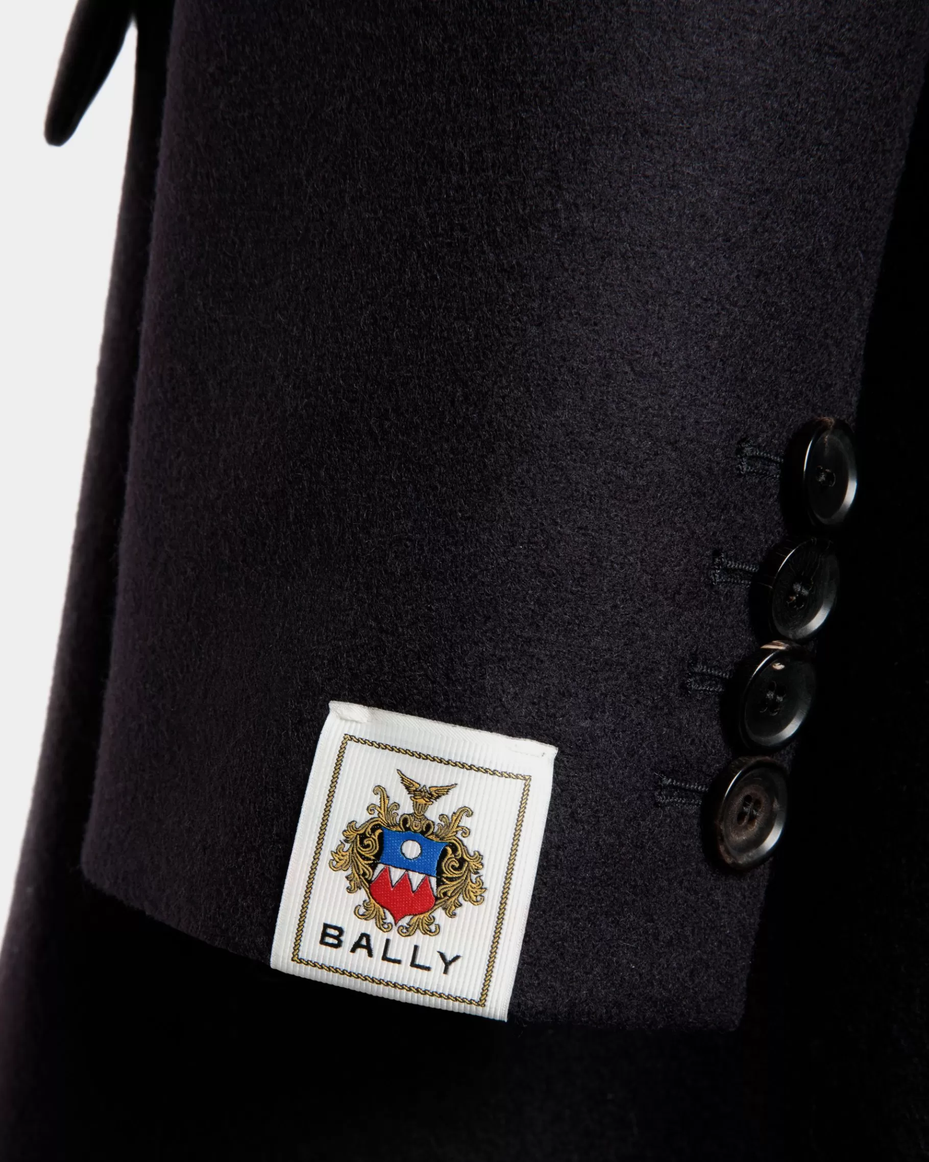 Coats & Jackets<Bally Single-Breasted Midi Coat In a Navy Wool Blend Blue