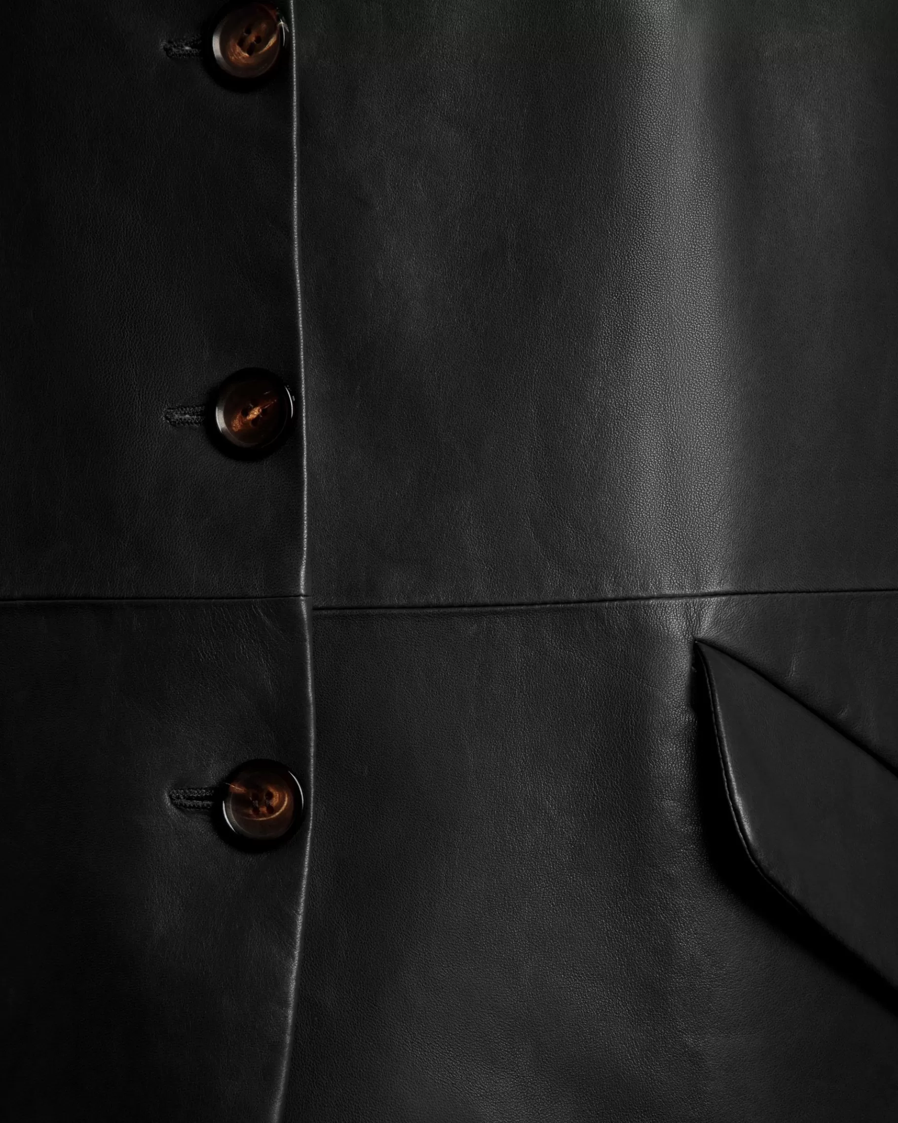 Leather | Coats & Jackets<Bally Single-Breasted Midi Coat In Leather Black