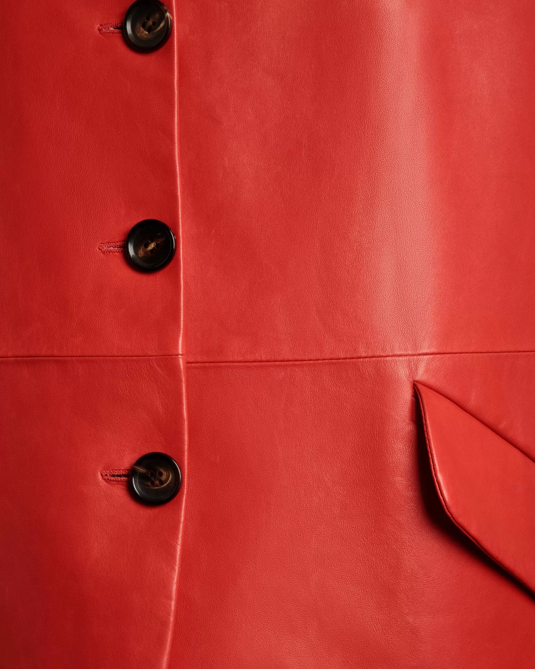 Leather | Coats & Jackets<Bally Single-Breasted Midi Coat In Candy Leather Red