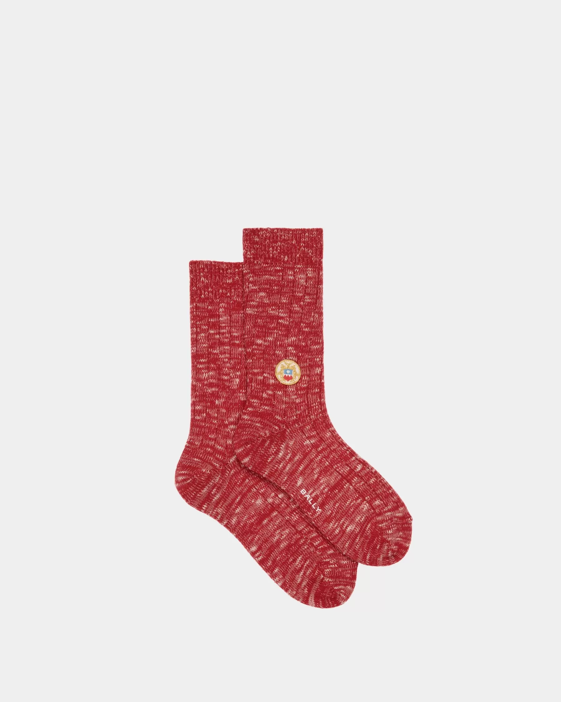 Socks<Bally Socks With a Crest Logo in Candy Wool Red