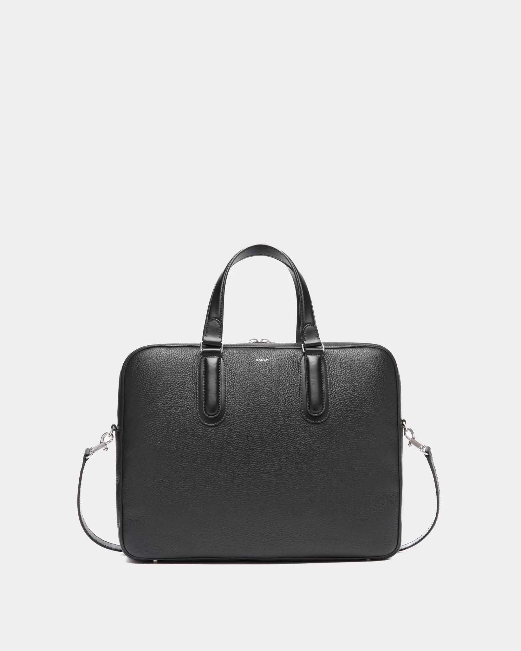 Business Bags<Bally Spin Briefcase In Grained Leather Black