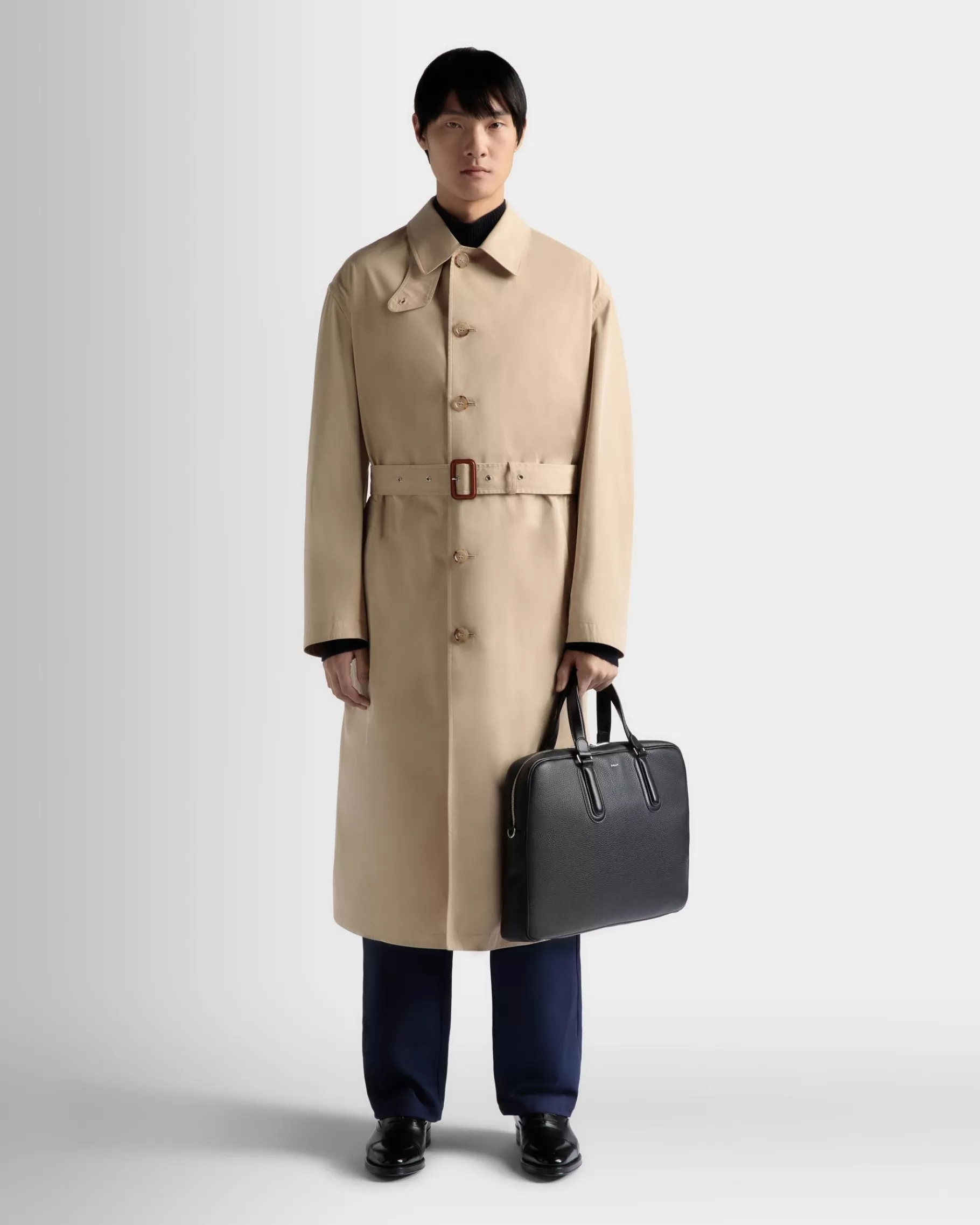 Business Bags<Bally Spin Briefcase In Grained Leather Black