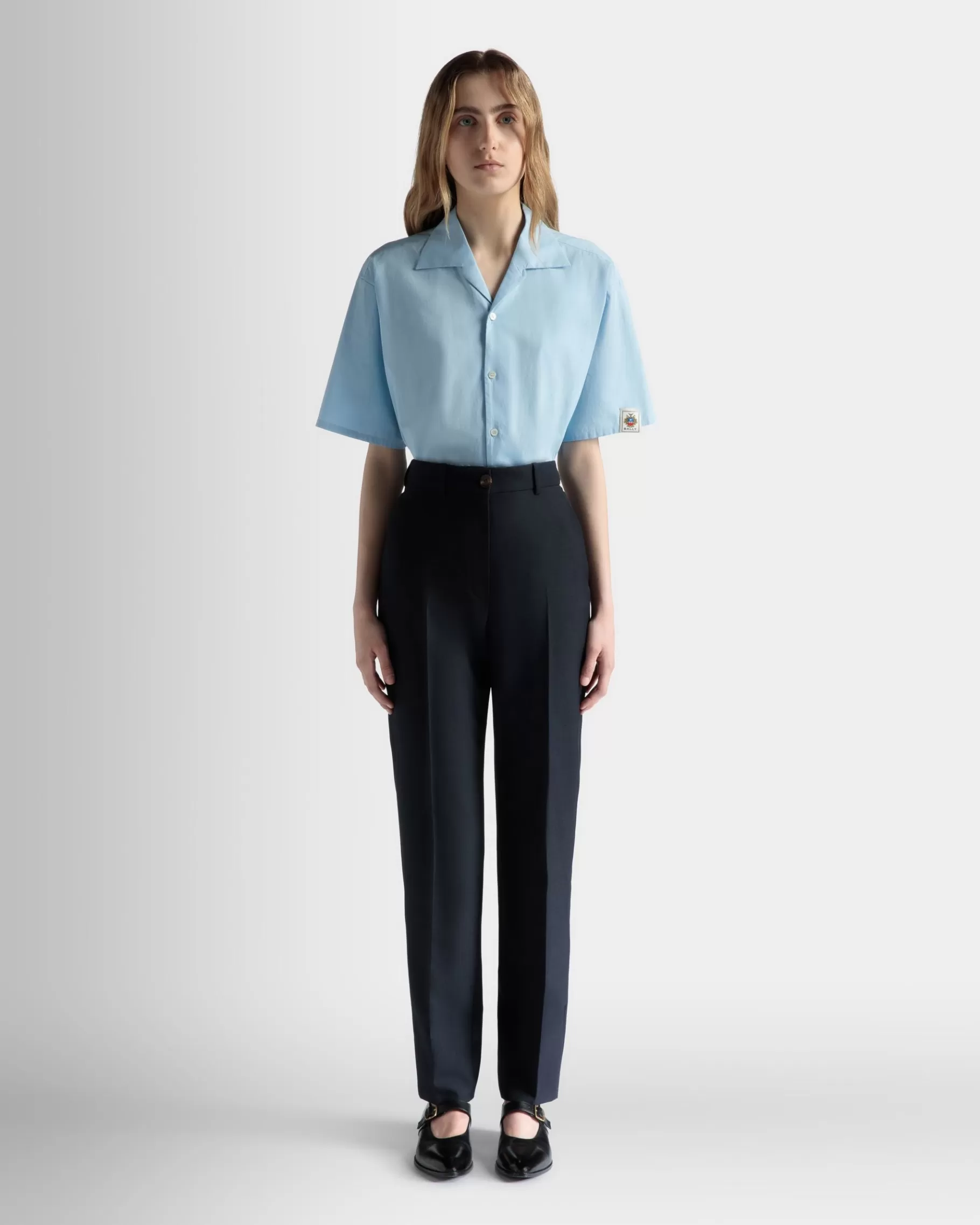 Pants<Bally Straight Fit Pants in Navy Wool Blend Blue