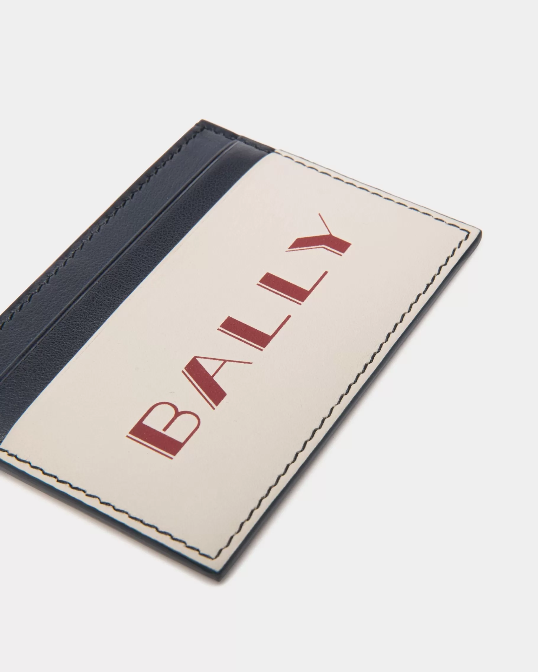 Wallets & Card Holders<Bally Summer Capsule Credit Card Case In And Navy Blue Leather White