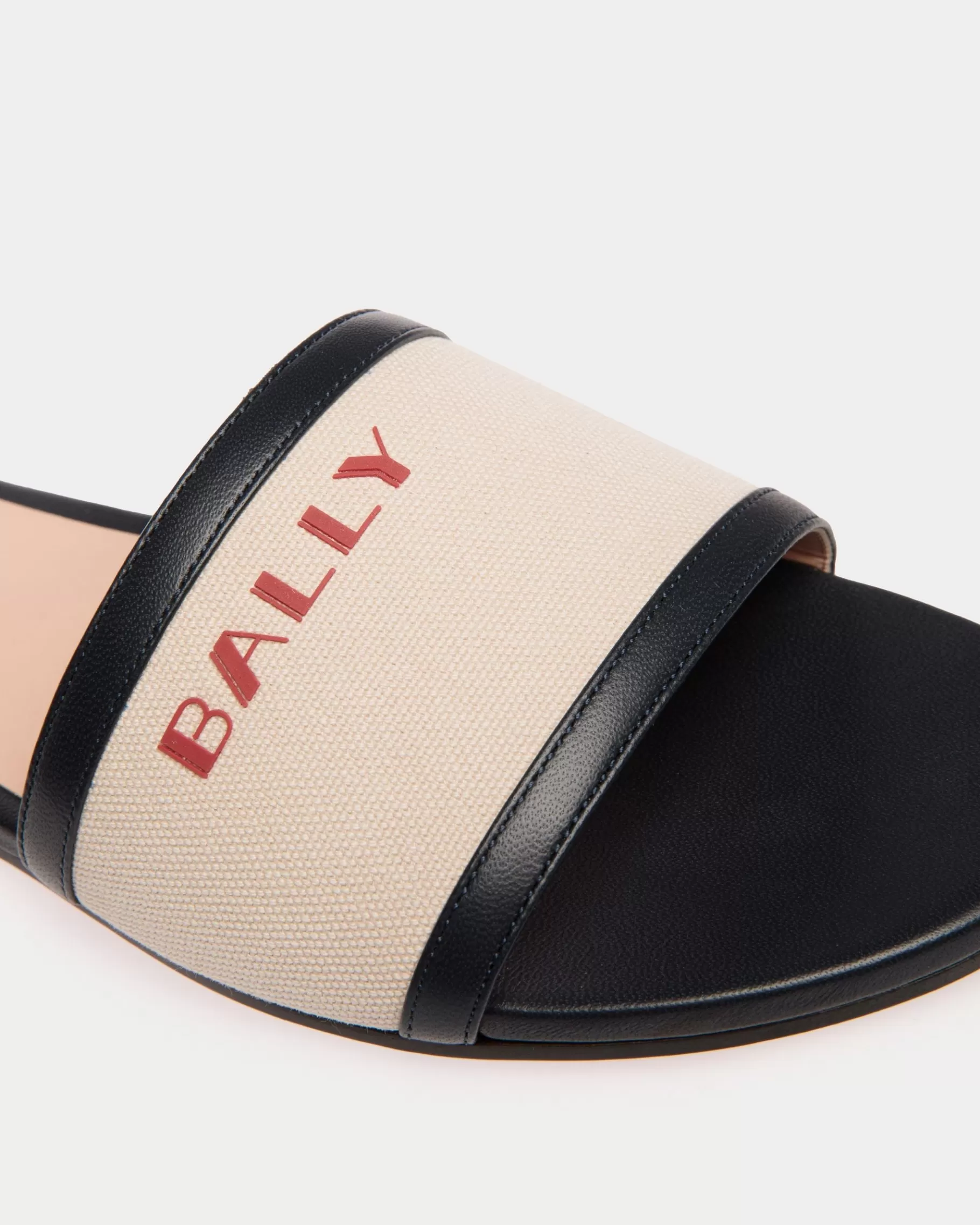 Sandals<Bally Summer Capsule Slide In Natural And Navy Blue Canvas And Leather Multicolor