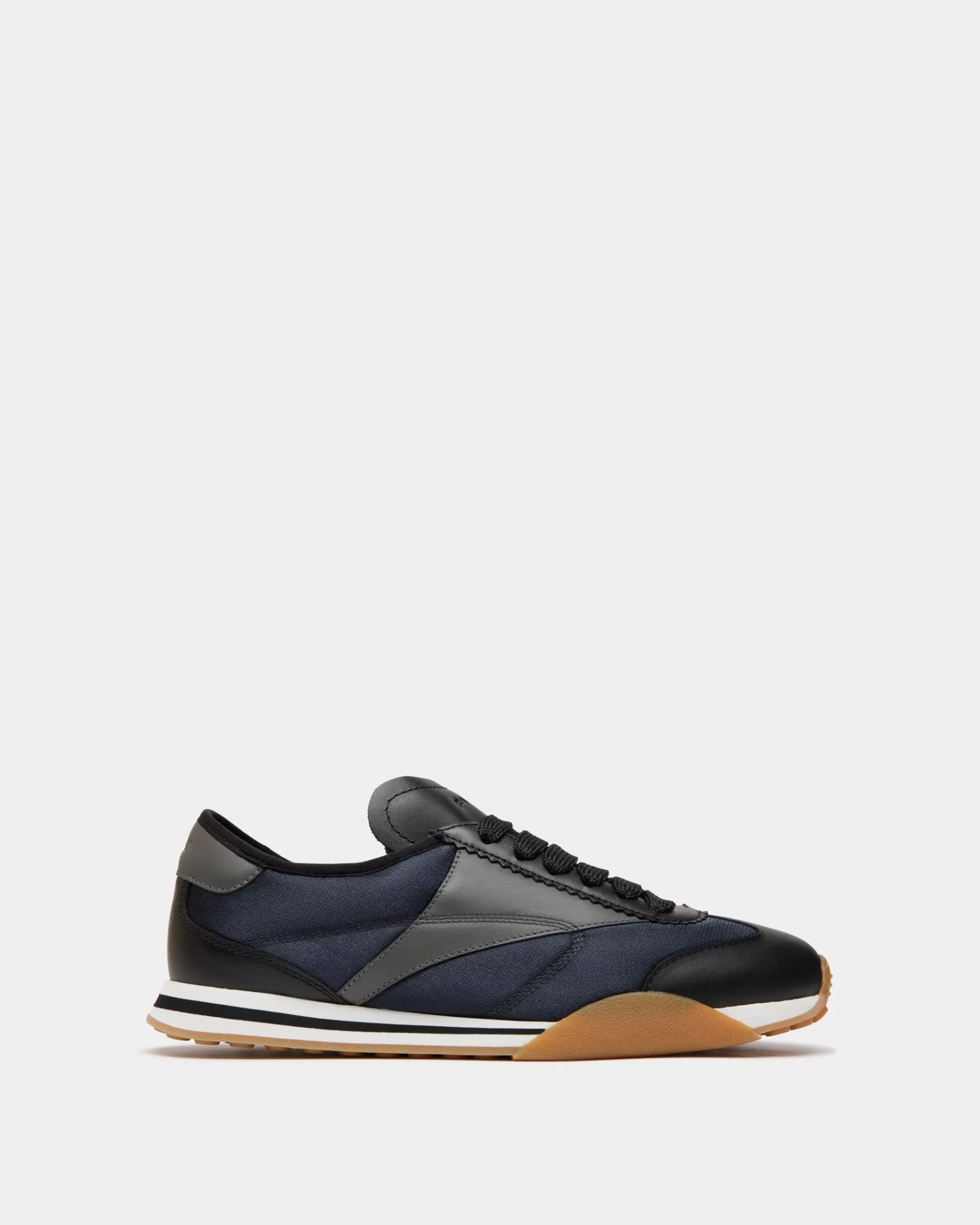 Sneakers<Bally Sussex Sneaker In Black And Navy Blue Leather And Fabric Multicolor
