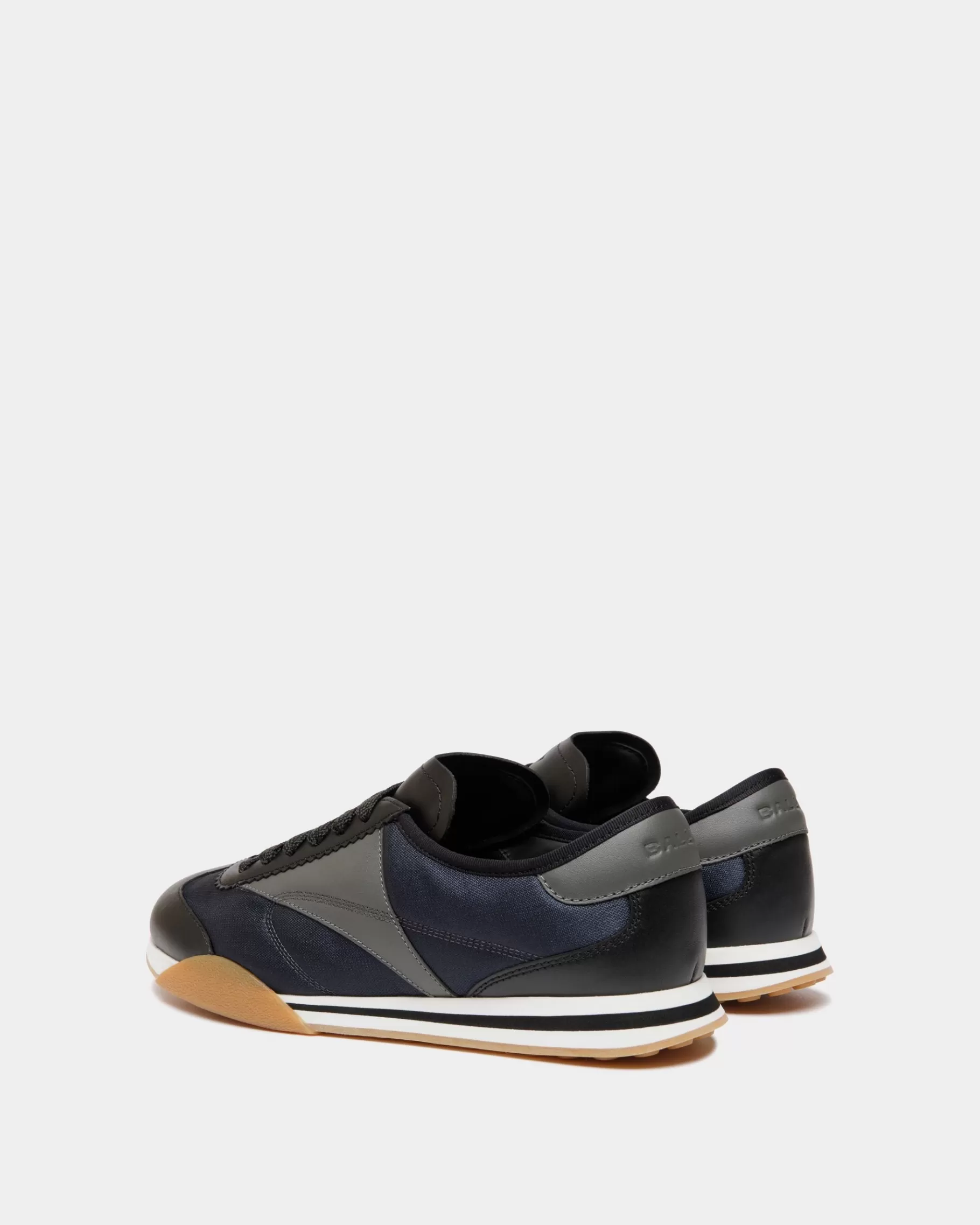 Sneakers<Bally Sussex Sneaker In Black And Navy Blue Leather And Fabric Multicolor