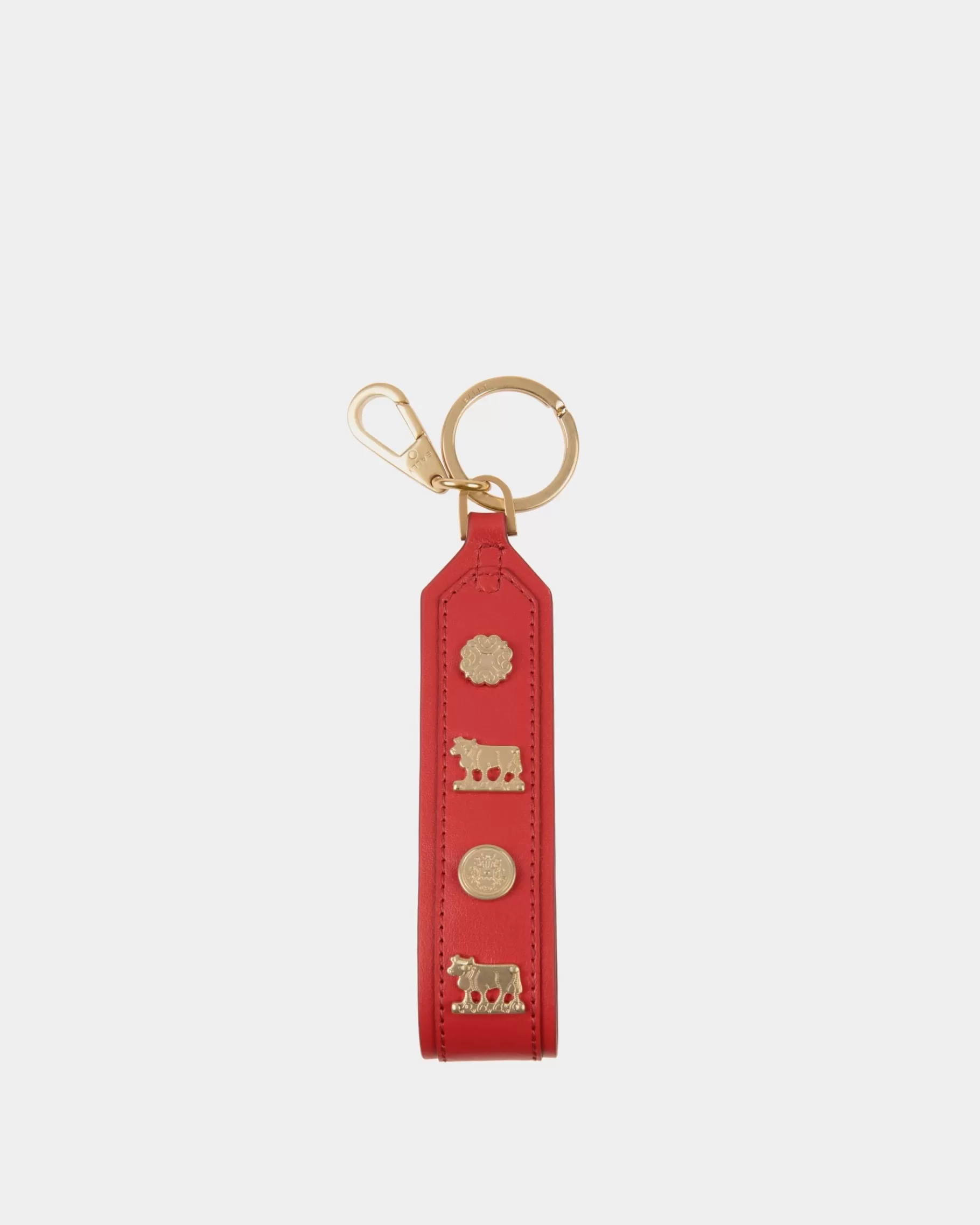 Small Accessories<Bally Swissness Keychain With Studs In Candy Leather Red