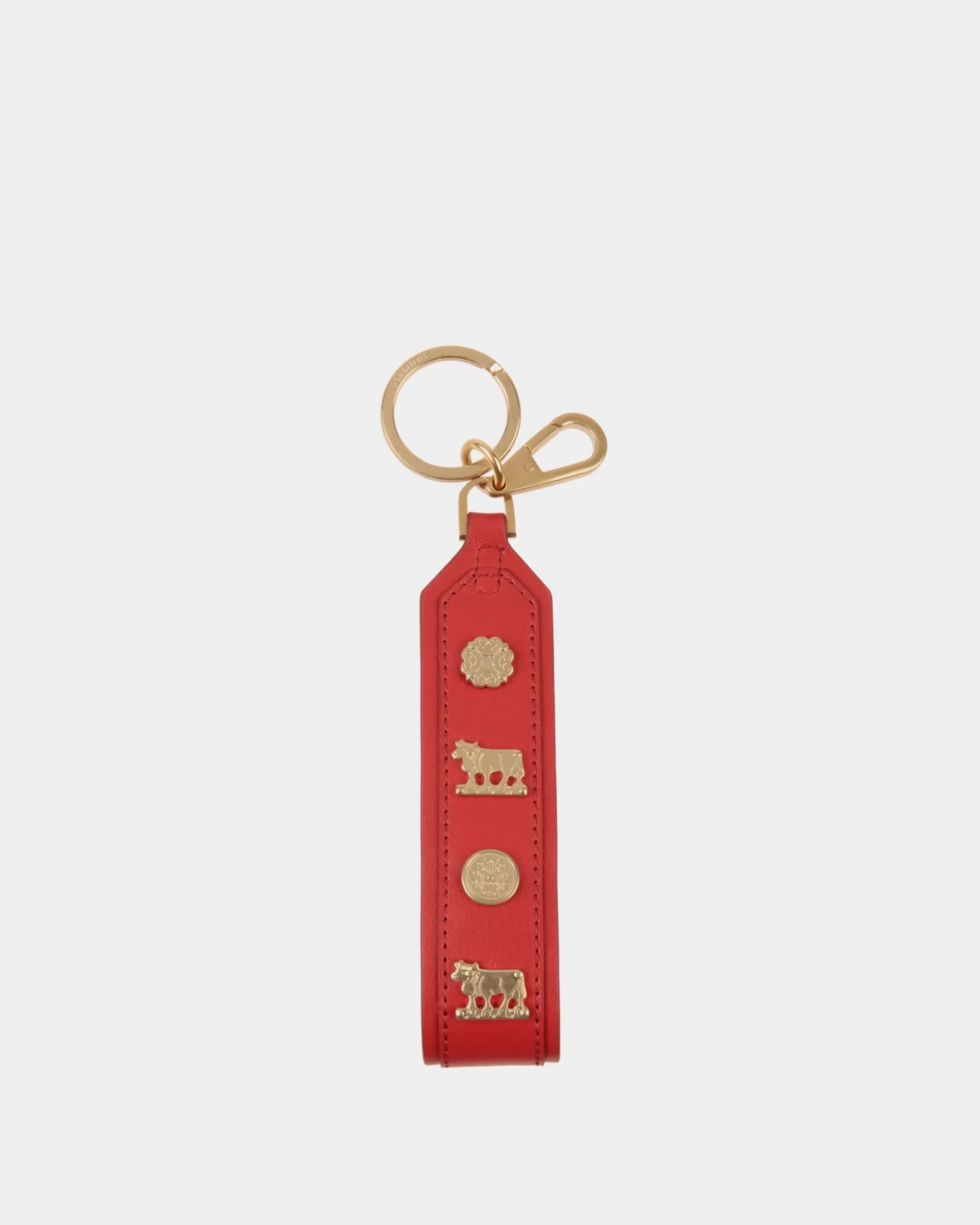 Small Accessories<Bally Swissness Keychain With Studs In Candy Leather Red