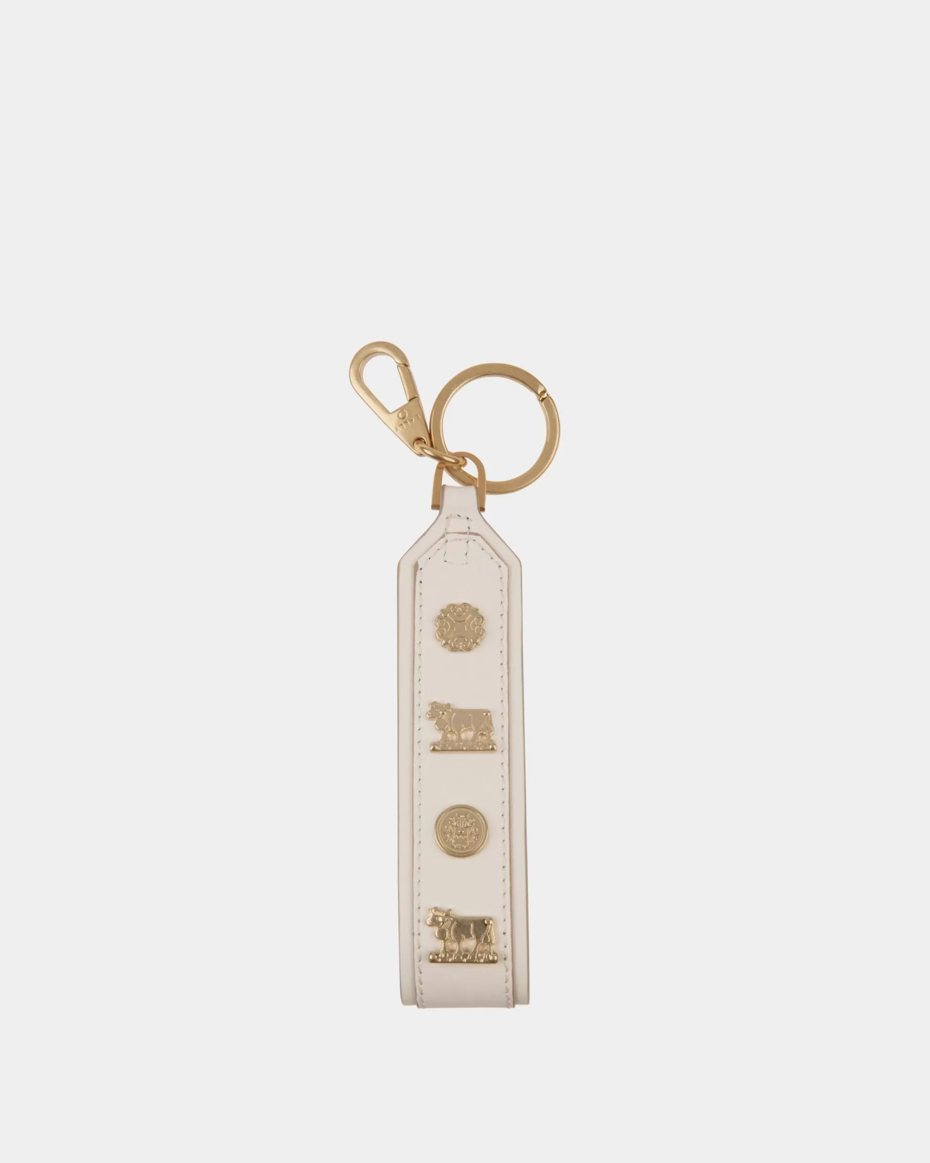 Small Accessories<Bally Swissness Keychain With Studs In Leather White