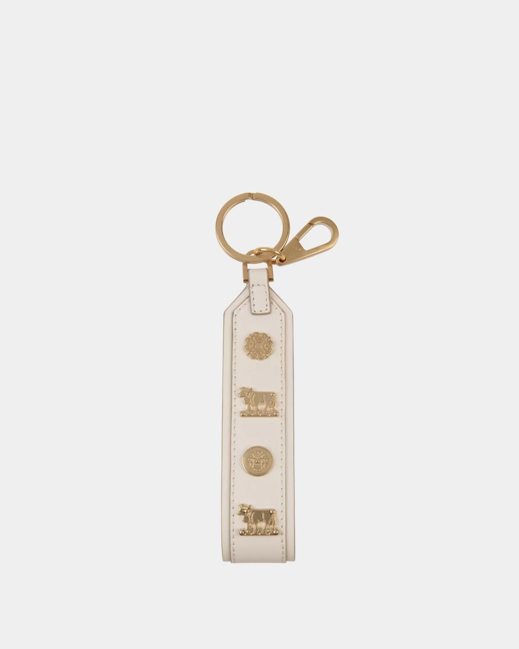 Small Accessories<Bally Swissness Keychain With Studs In Leather White
