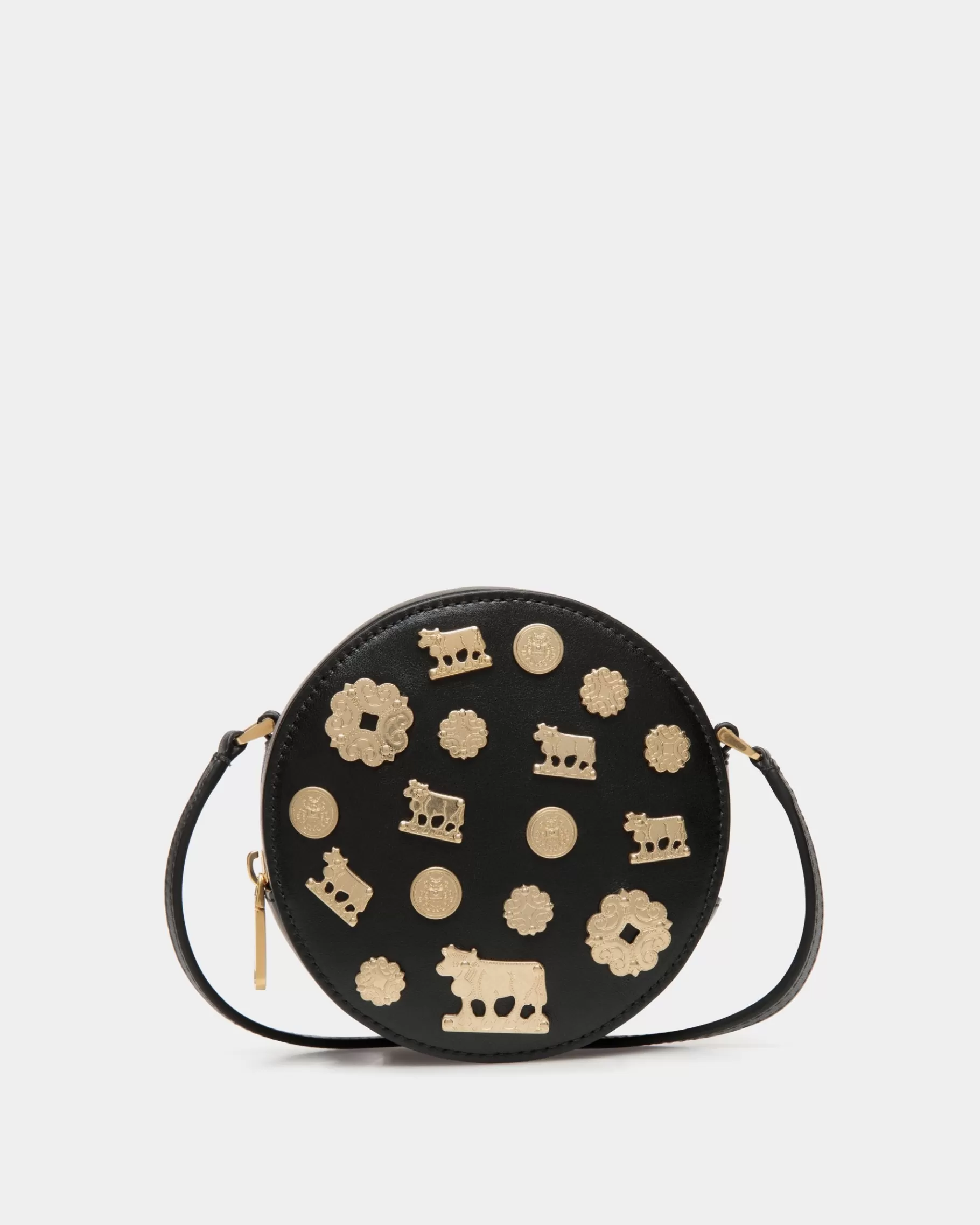 Small Accessories | Mini & Belt Bags<Bally Swissness Round Minibag With Studs In Leather Black