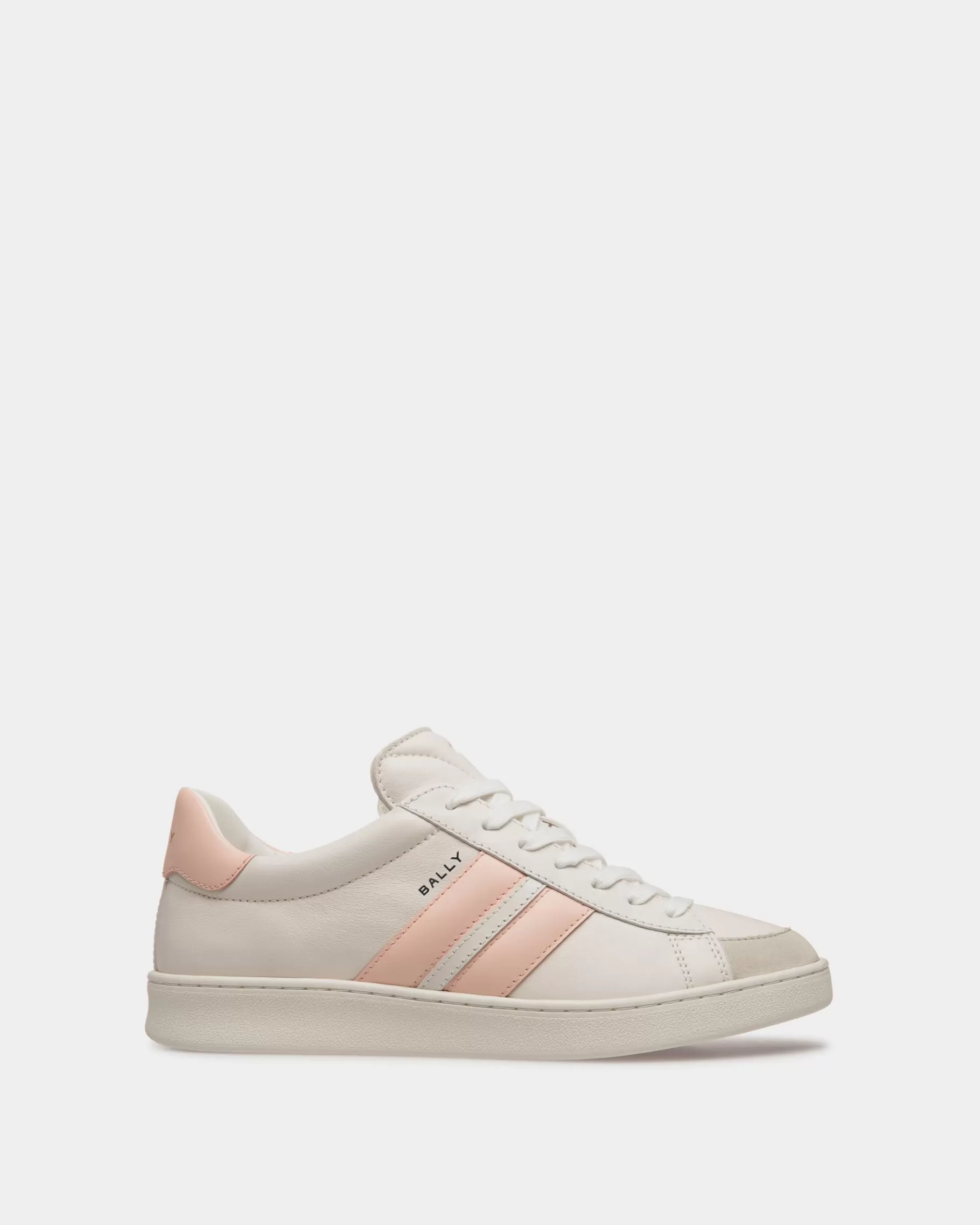Sneakers<Bally Tennis Sneaker in White and Baby Leather Pink