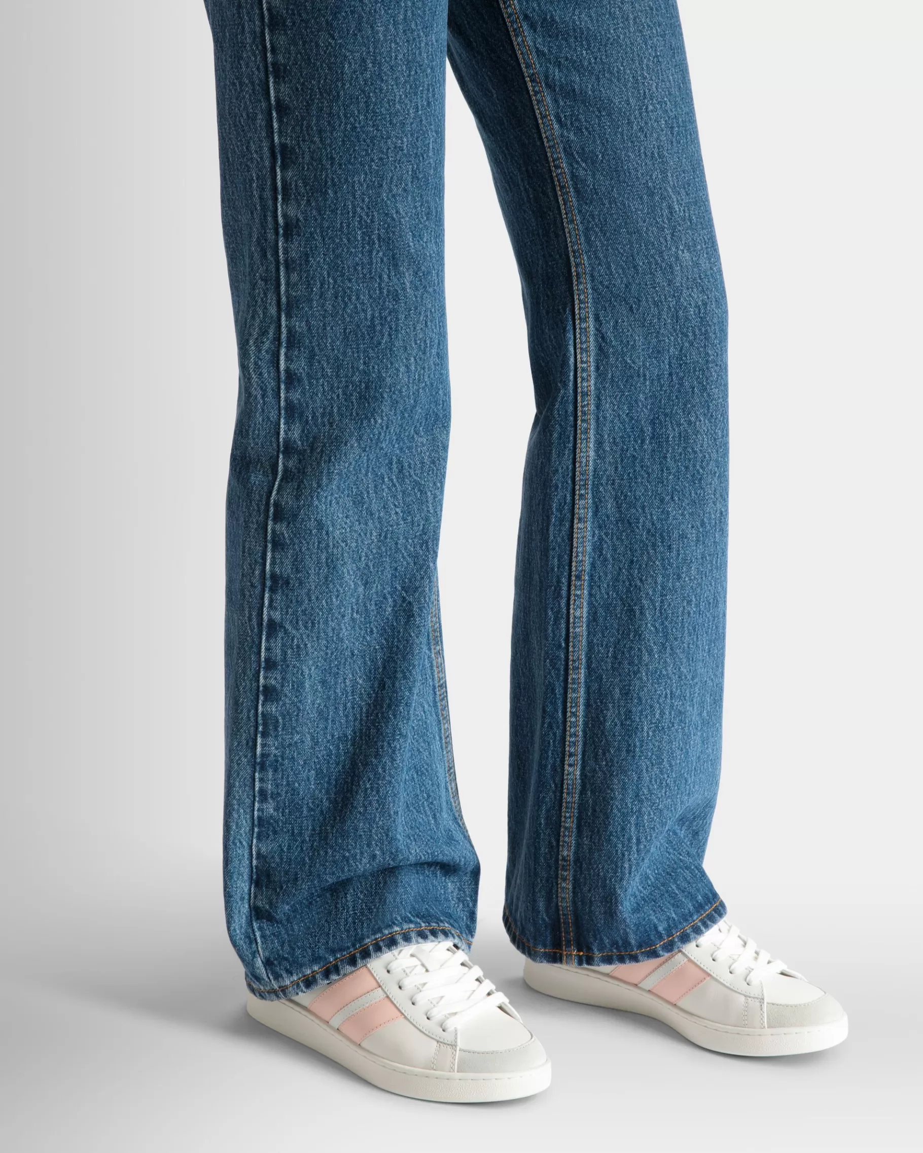Sneakers<Bally Tennis Sneaker in White and Baby Leather Pink