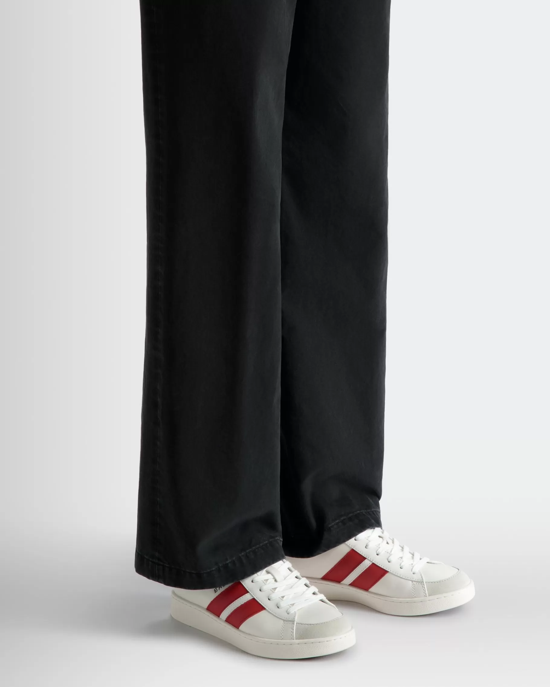 Sneakers<Bally Tennis Sneaker in White and Candy Leather Red