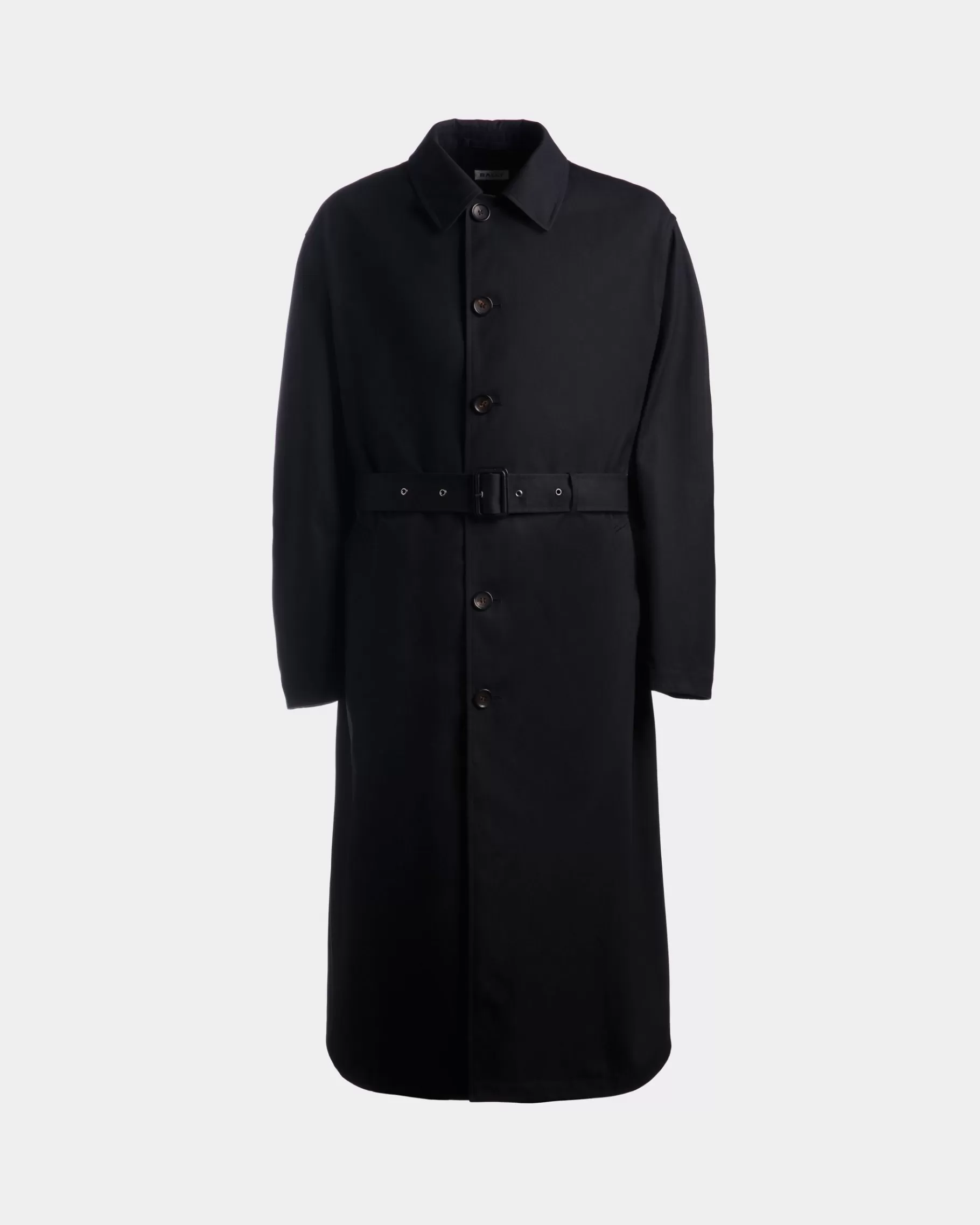 Coats & Jackets<Bally Trench Coat in Navy Mix Cotton Blue