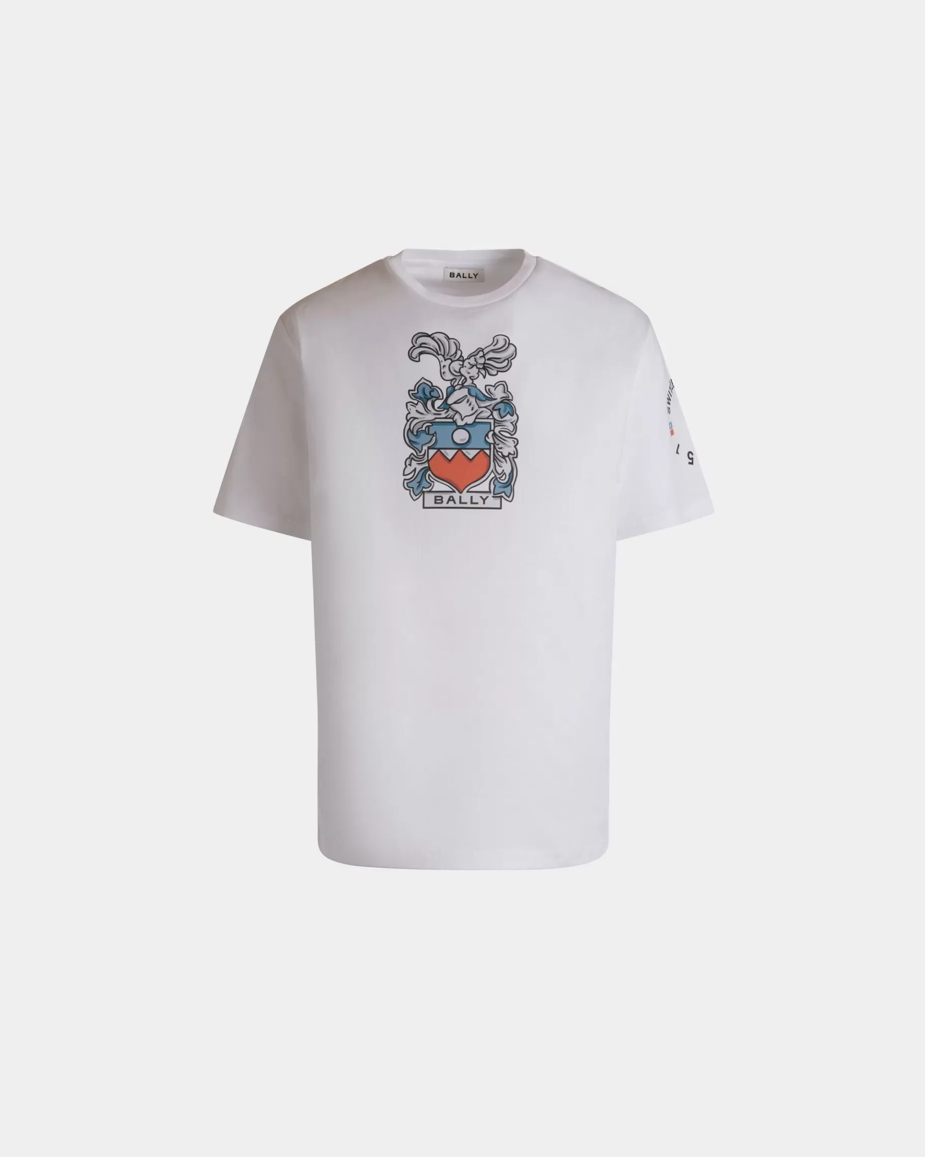 Shirts & T-shirts<Bally T-Shirt With Crest In Cotton White