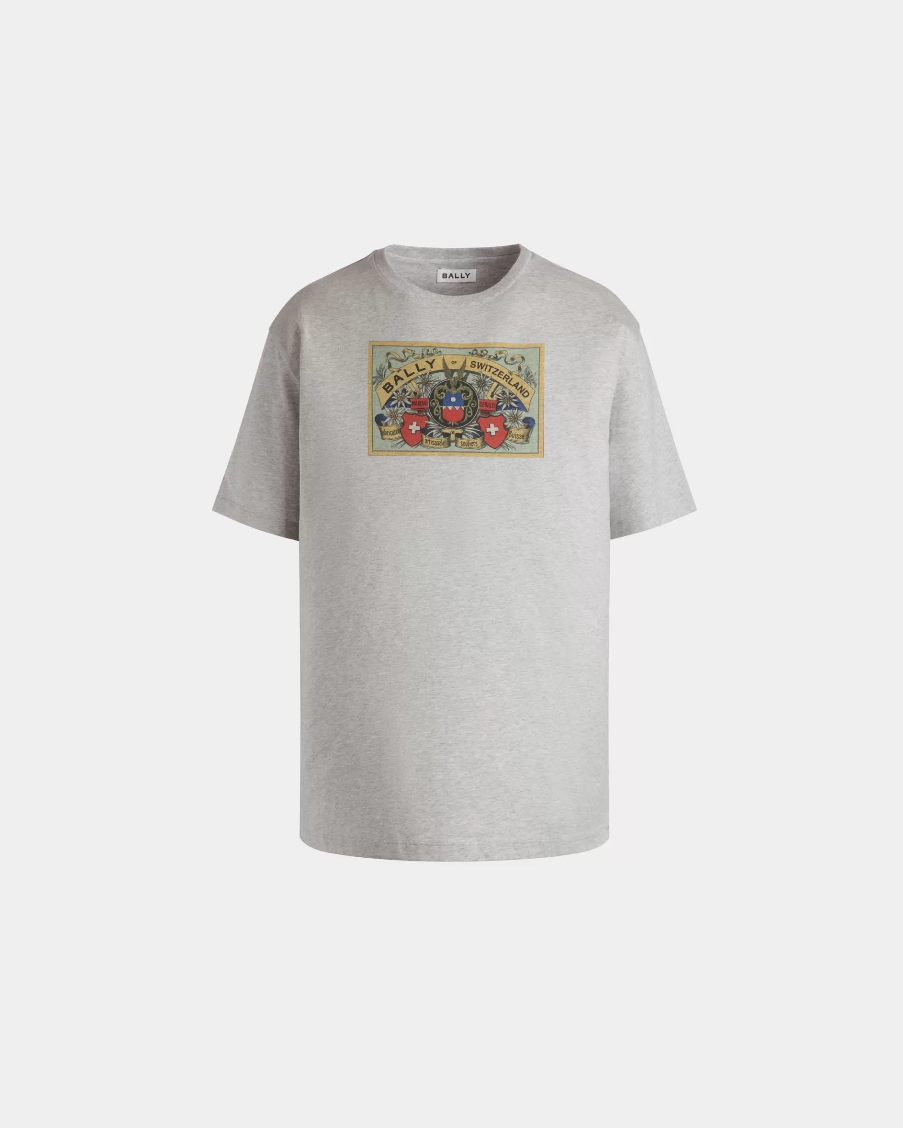 Shirts & T-shirts<Bally T-Shirt With Crest Label In Melange Cotton Grey