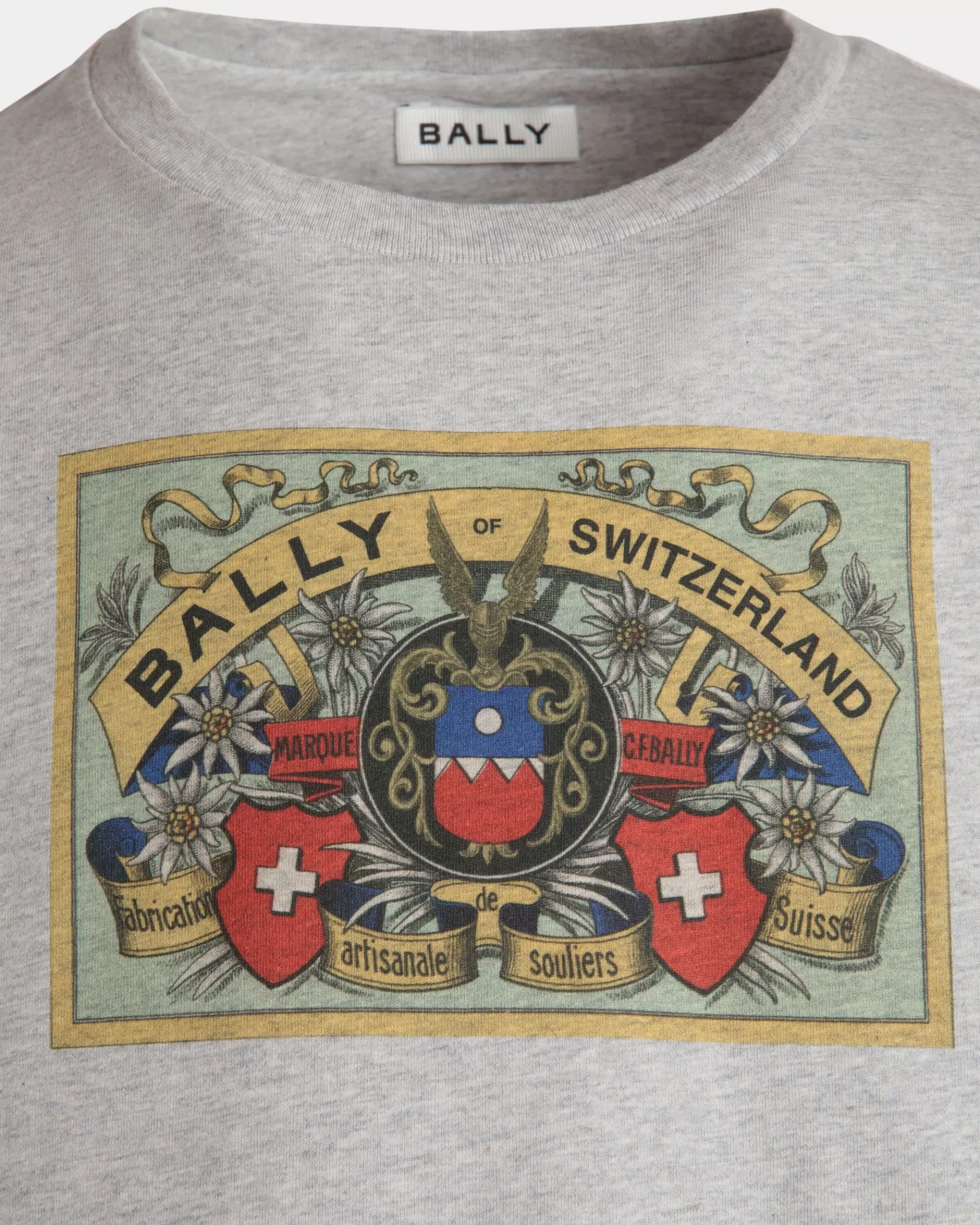 Shirts & T-shirts<Bally T-Shirt With Crest Label In Melange Cotton Grey
