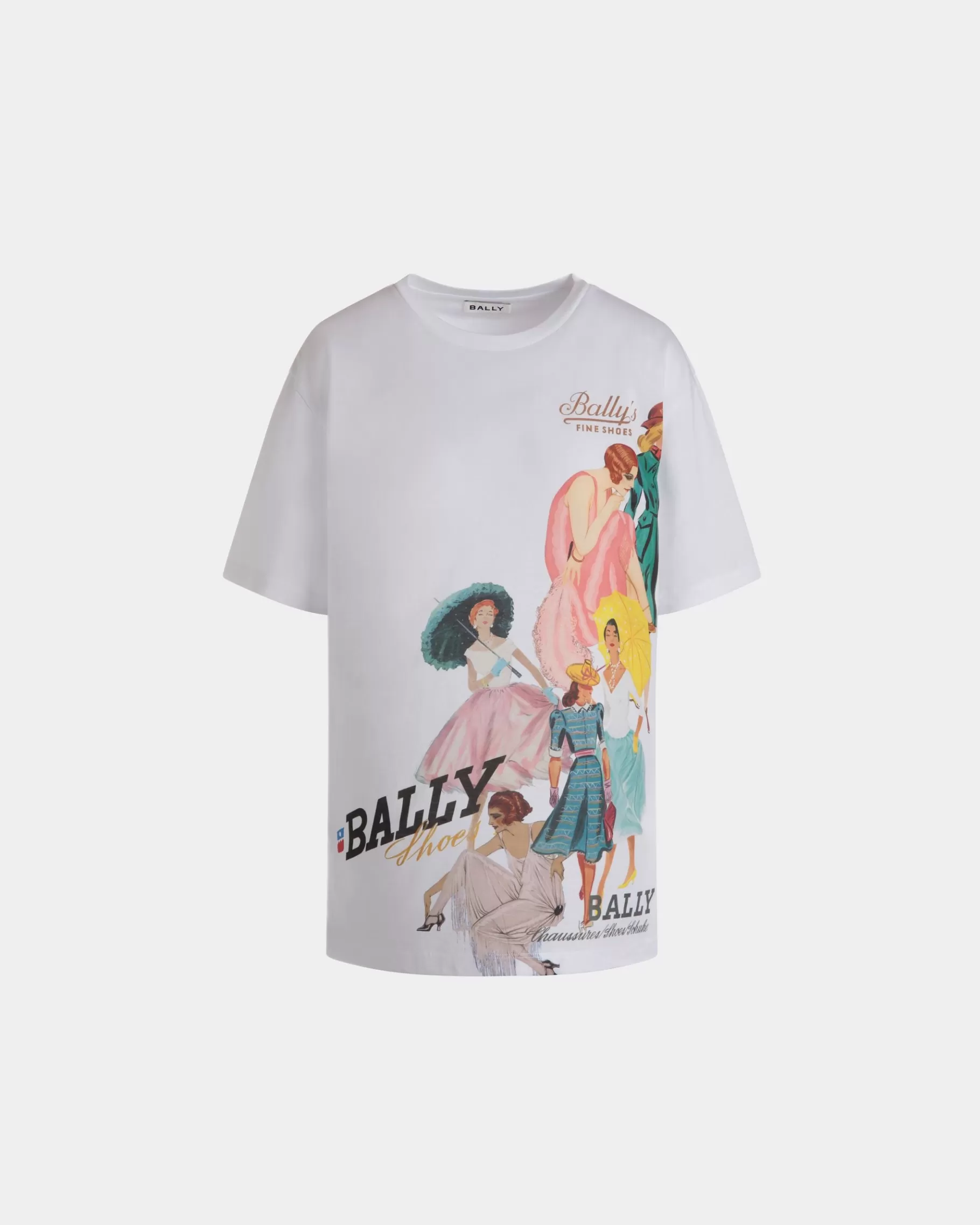 Shirts & T-shirts<Bally T-Shirt With Ladies Print In Cotton White
