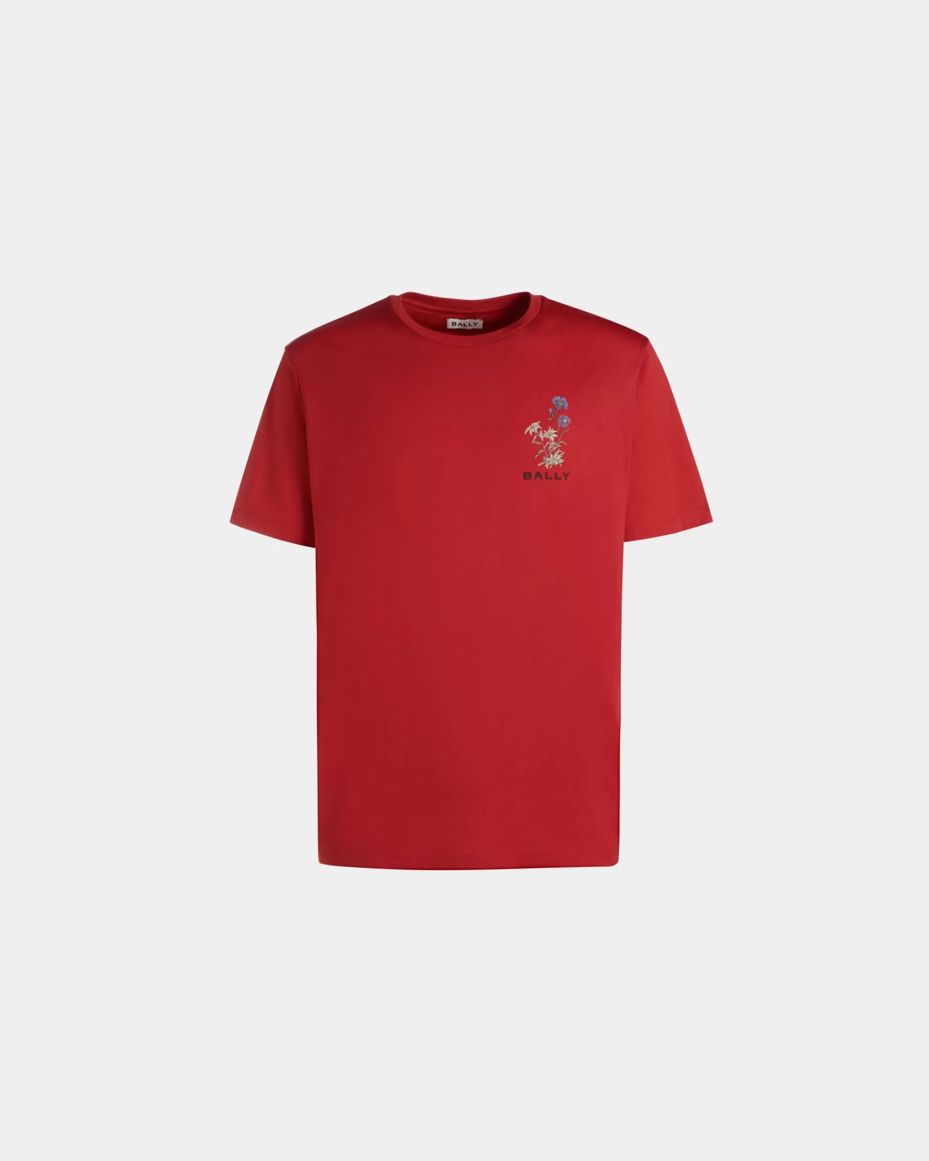 Shirts & T-shirts<Bally T-Shirt With Mountain Flower Print In Candy Cotton Red