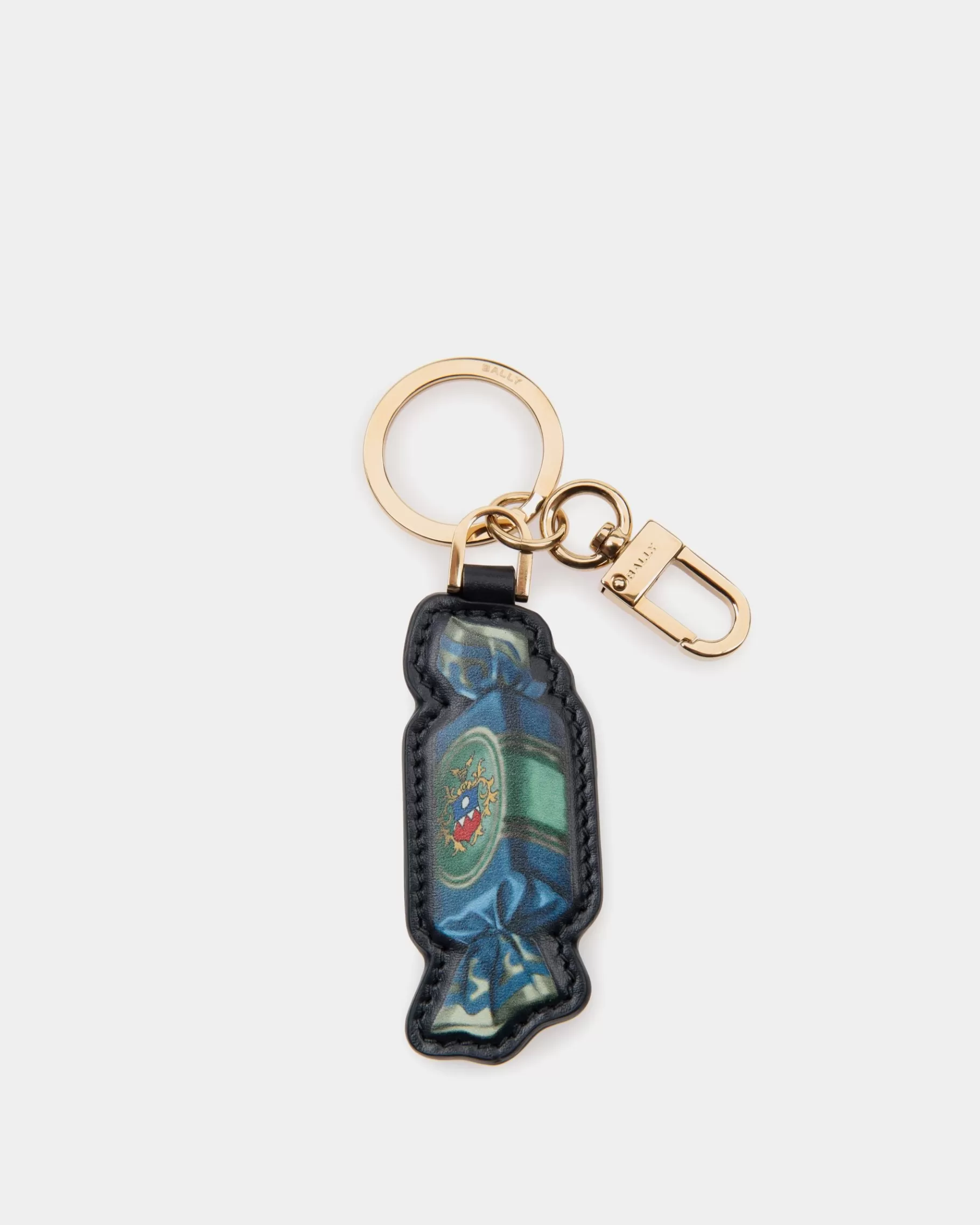 Small Accessories<Bally Unda Keychain In Choco-Candy Print Leather Blue