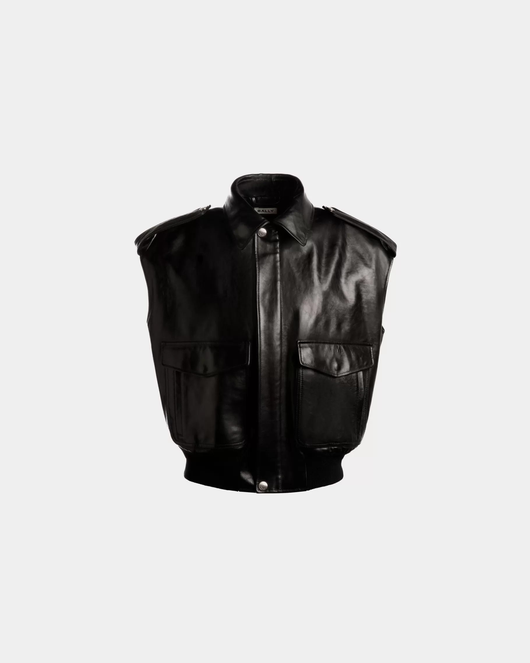 Leather | Coats & Jackets<Bally Vest in Leather Black