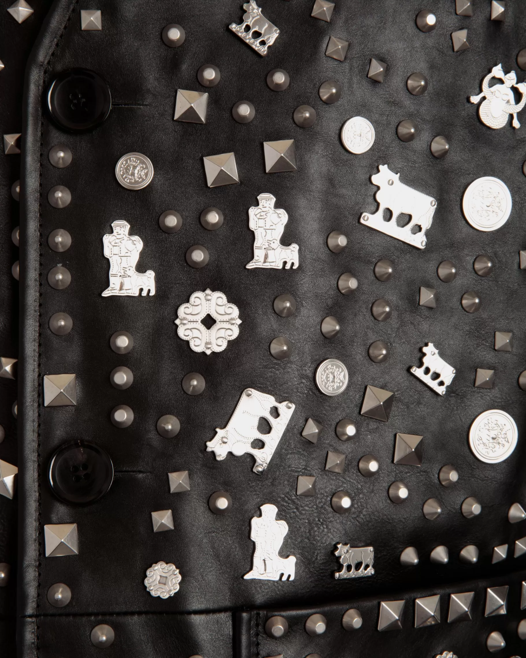 Leather | Coats & Jackets<Bally Vest In Leather with Studs Black